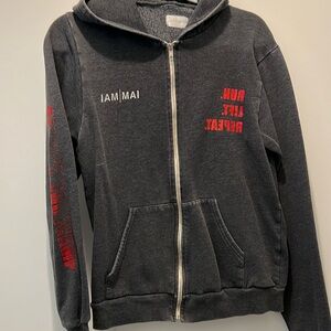 BARRYS BOOTCAMP GREY ZIP UP HOODIE SWEATSHIRT • MEDIUM